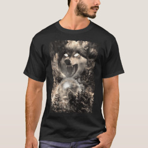 Howling Varg Måne Forest Animal Mountains T Shirt