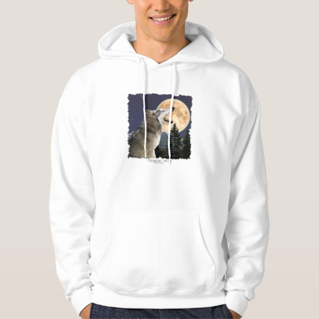 HOWLING VARG & MÅNE Hoodie with Wildlife Dikt (Framsida)