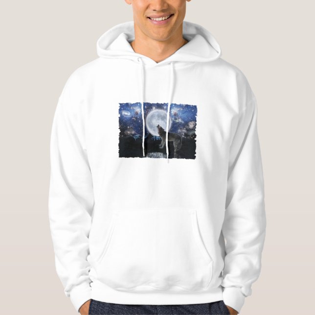 Howling Varg, Måne & Winter Wilderness Hoodie (Framsida)