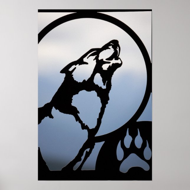 Howling Varg Metall Silhouette Poster (Framsidan)