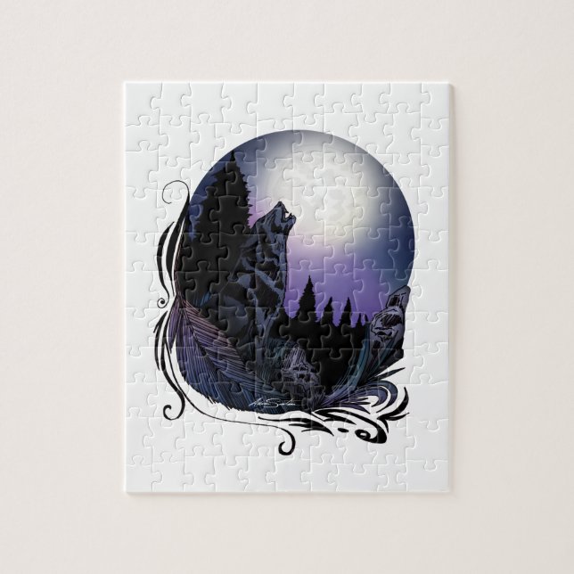 Howling-Varg (Namnteckning design) Pussel (Vertikal)