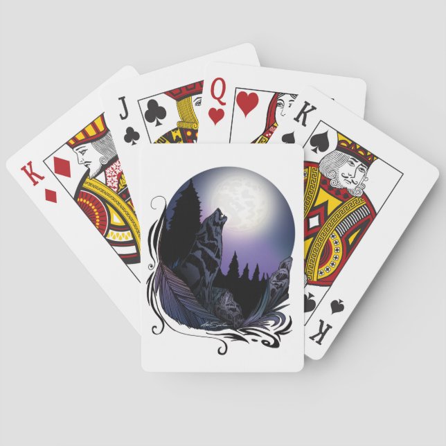 Howling-Varg (Namnteckning design) Spel Kort (Baksidan)