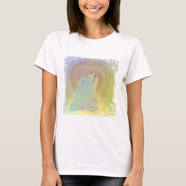 Howling Varg och Mandala Ornament T Shirt (Framsida)