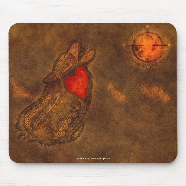 Howling Varg Ojibwe-stil Art Mousepad Musmatta (Framsidan)