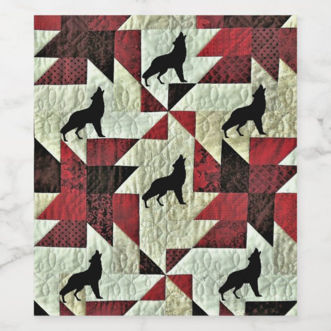 Howling Varg Quilt Vinflaska Etikett (Singel etikett)