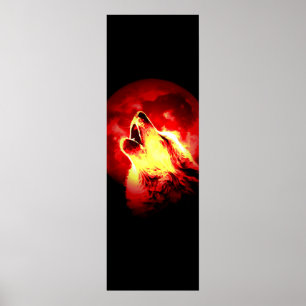 Howling Varg & Red Måne Poster