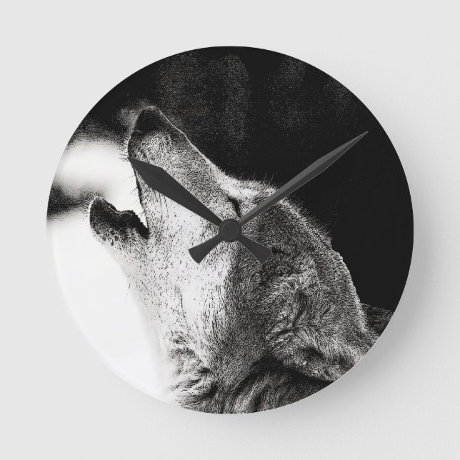 Howling Varg Rund Klocka (Framsida)