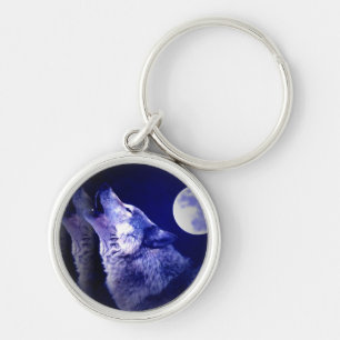 Howling Varg Rund Silverfärgad Nyckelring