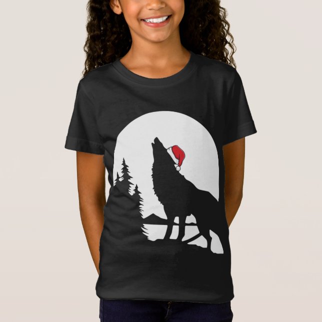 Howling Varg Santa Hat jul Pajama Coola Måne T Shirt (Framsida)
