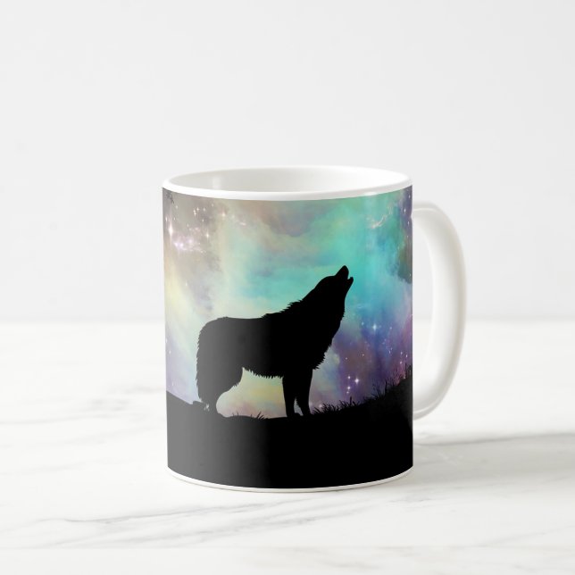 Howling Varg Silhouette Coffee Mugg (Framsida höger)