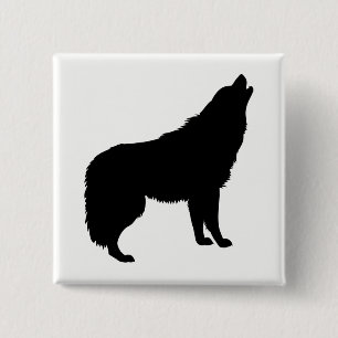 Howling Varg Silhouette Knapp
