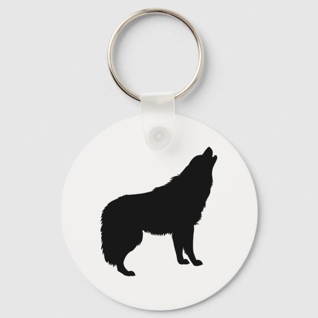 Howling Varg Silhouette Nyckelring (Framsida)