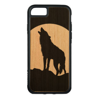 Howling varg silhouette wood iPhone 6 Carved iPhone 7 Skal