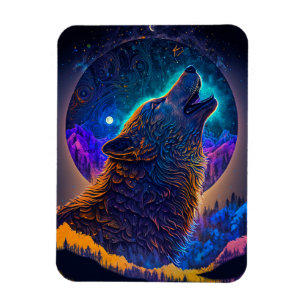 Howling Varg Surreal Fantasy Magnet