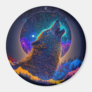 Howling Varg Surreal Fantasy Magnet