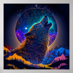 Howling Varg Surreal Fantasy Poster