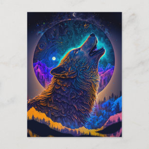 Howling Varg Surreal Fantasy Vykort
