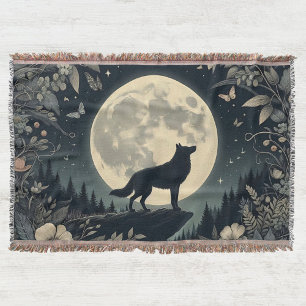 Howling Varg Tassel Throw Blanket Filt