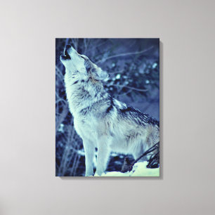 Howling Varg Winter Forest Canvastryck