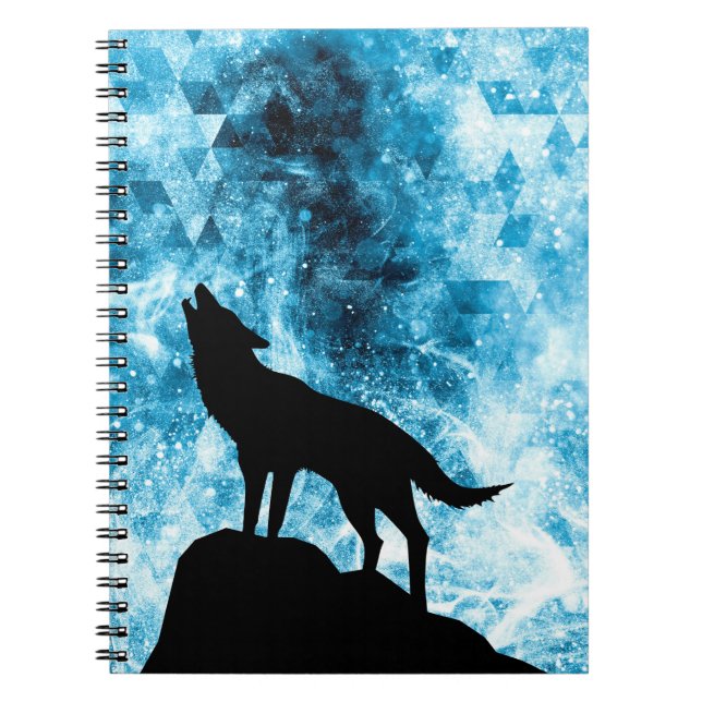 Howling Varg Winter snöwiwblue Abstrakt Anteckningsbok (Framsidan)