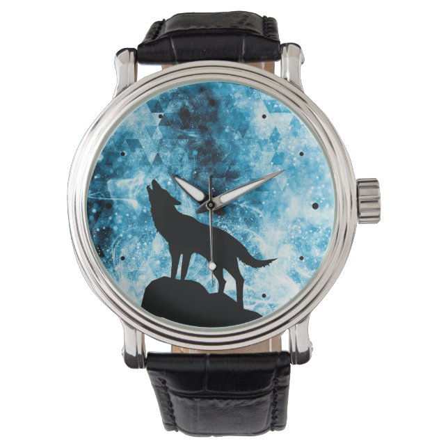 Howling Varg Winter snöwiwblue Abstrakt Armbandsur (Framsida)
