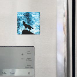 Howling Varg Winter snöwiwblue Abstrakt Magnet
