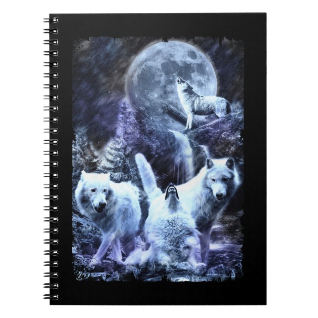 Howling Vargars Winter Forest Animals Varg Anteckningsbok (Framsidan)