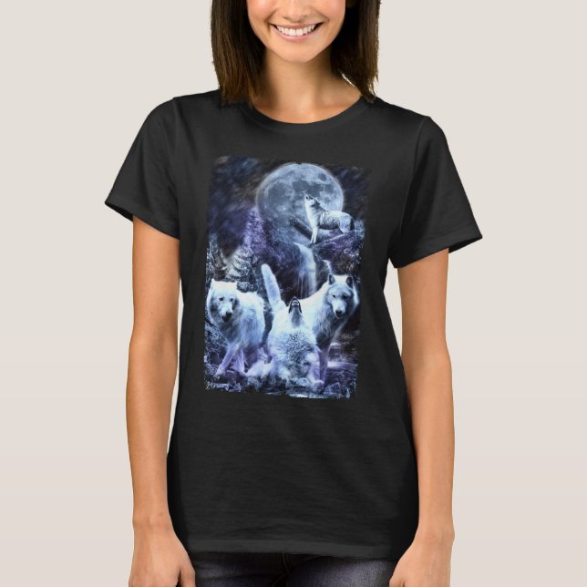 Howling Vargars Winter Forest Animals Varg T Shirt (Framsida)