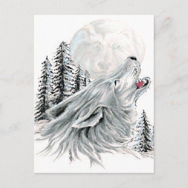 Howling vid Ansikte i Måne Vykort (Framsida)