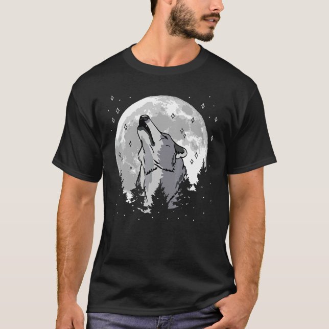 Howling vid Måne Vargar Varg 2 T Shirt (Framsida)