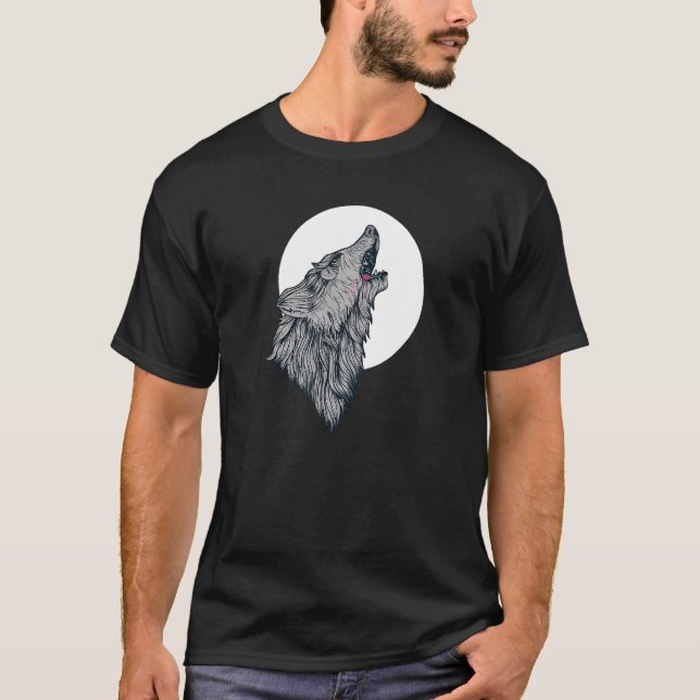 Howling vid Måne Vargar Varg 3 T Shirt (Framsida)