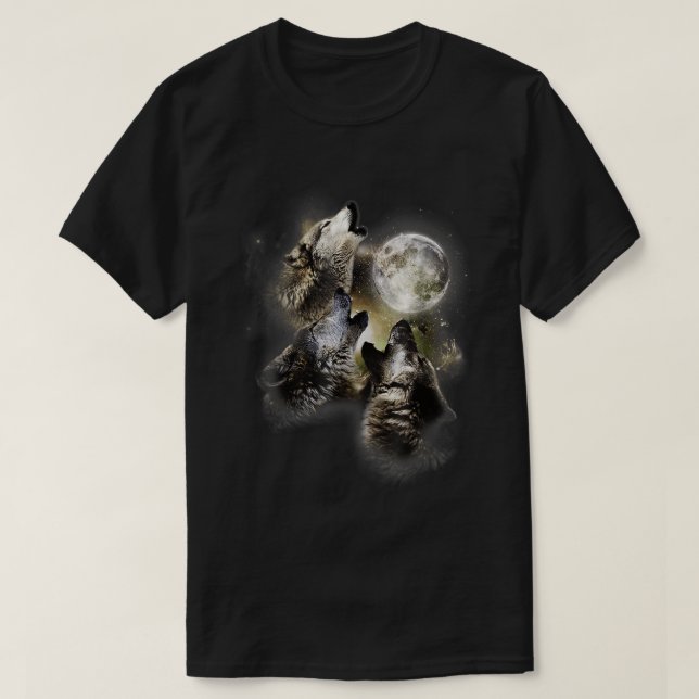 Howling vid Måne Vargar Varg Animal T-Shirt (Design framsida)