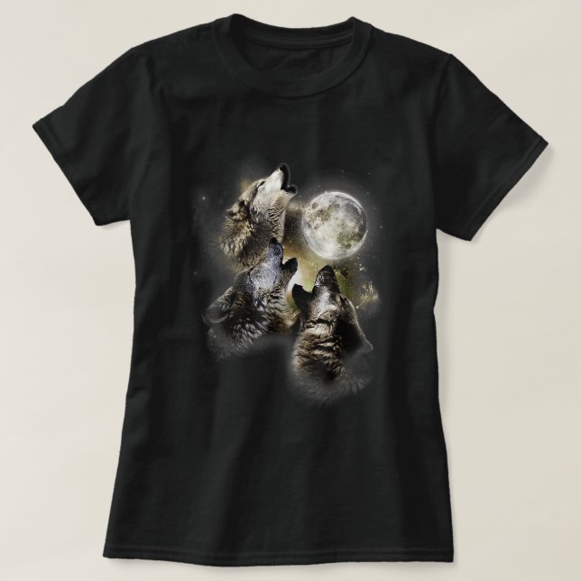 Howling vid Måne Vargar Varg Animal T-Shirt (Design framsida)