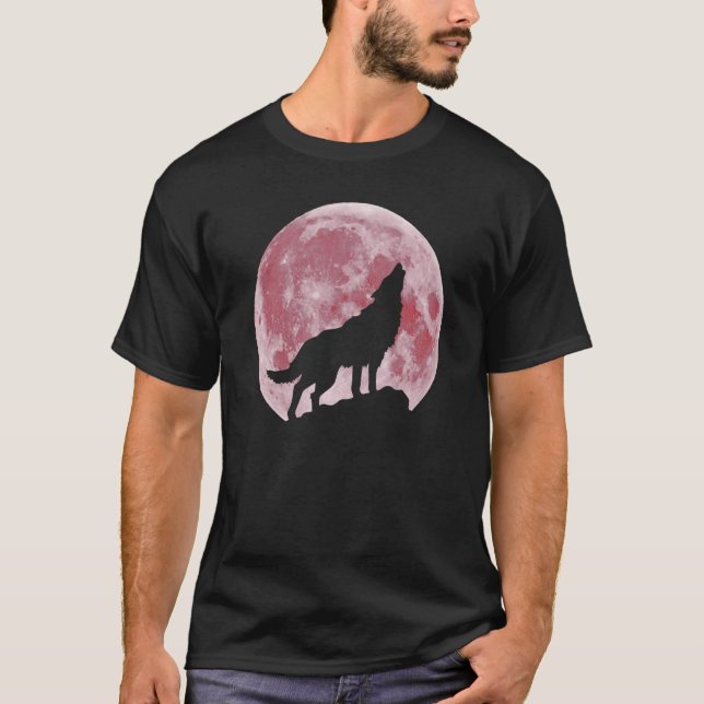 Howling vid Måne Vargarnas Varg Djurens Varg i moo T Shirt (Framsida)