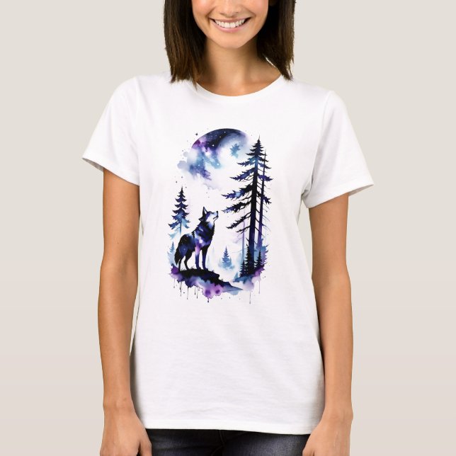 Howling Watercolor-Varg T Shirt (Framsida)