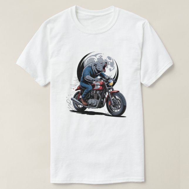 Howling Werewolf Cafe Racer Biker Full Moon T Shirt (Design framsida)