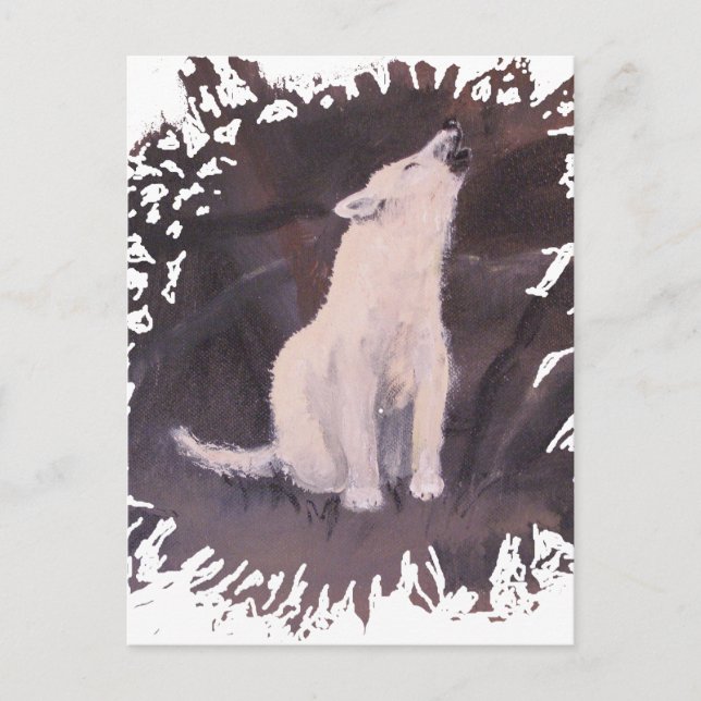 " Howling White Varg " Lodrät vykort (Framsida)