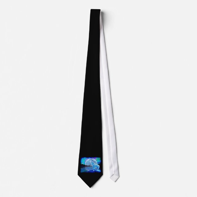 Howling White Varg & Måne Fantasy Art Tie Slips (Framsida)