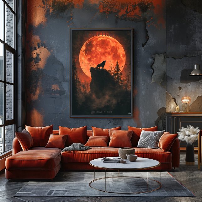 Howling Wolf-affisch med blodmåne & mörk skog Poster (Skapare uppladdad)