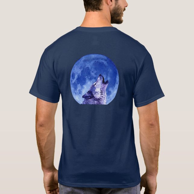 Howling Wolf at Moon T Shirt (Baksida)