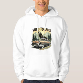 Howling Wolf Classic Vintage Car Mountain Nature R Hoodie