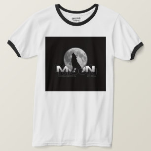 Howling Wolf Full Moon Typografi Vit Ringer T Shirt