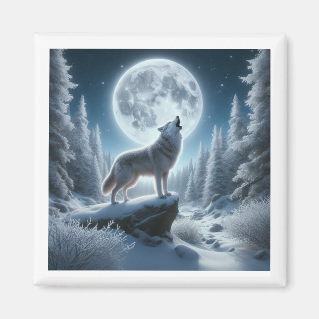 Howling Wolf In Winter Magnet (Framsidan)