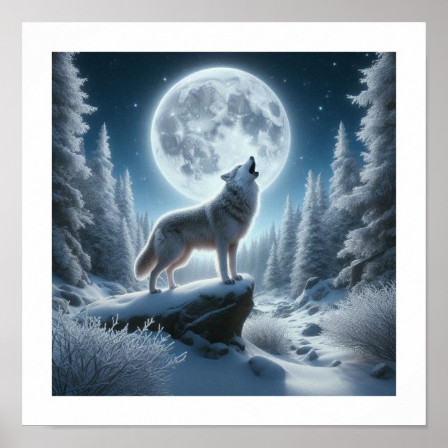 Howling Wolf In Winter Poster (Framsidan)