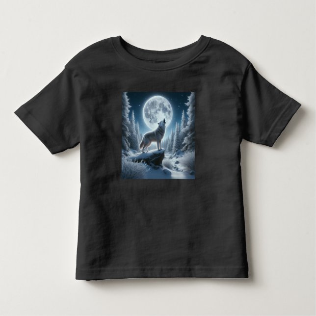 Howling Wolf In Winter T Shirt (Framsida)