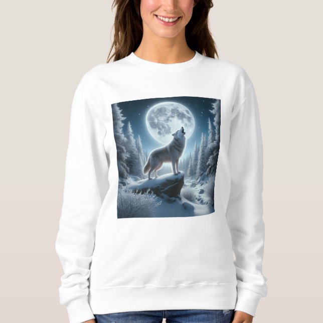Howling Wolf In Winter T Shirt (Framsida)