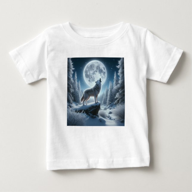 Howling Wolf In Winter T Shirt (Framsida)