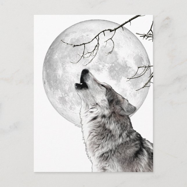 Howling Wolf, Moon, Gothic, Nature Vykort (Framsida)