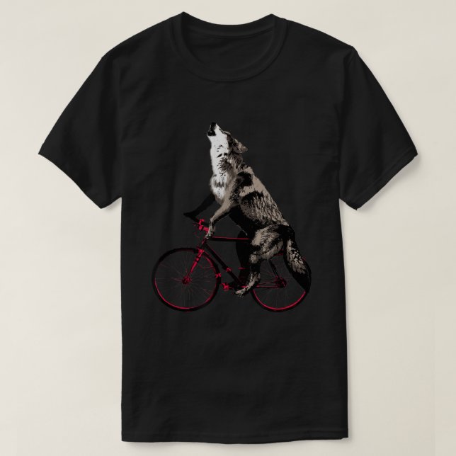 Howling Wolf on Bicycle Design T Shirt (Design framsida)