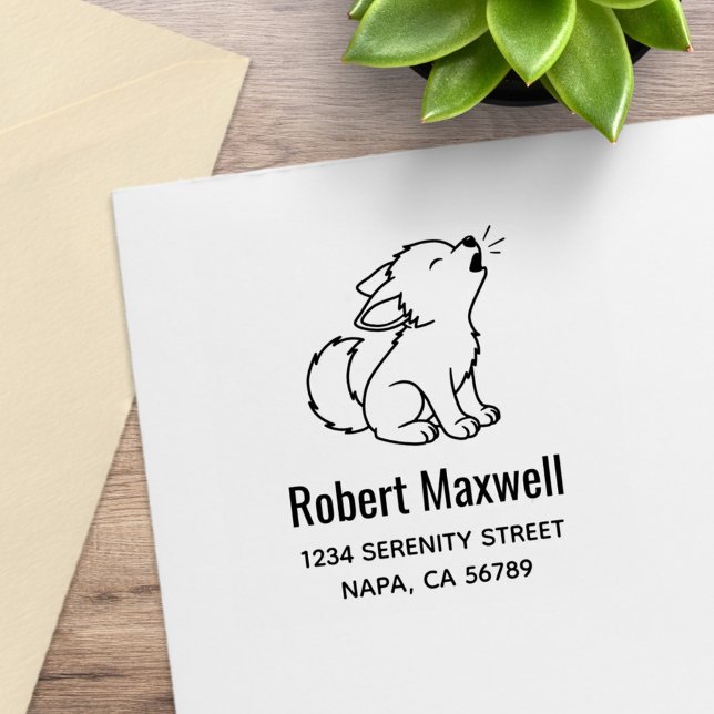 Howling Wolf Pup Address Stämpel (Skapare uppladdad)